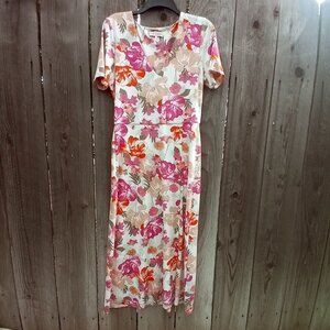 WAYF DRESS WOMENS SIZE L MULTICOLOR HAWAIIAN FLORAL PRINT SHORT SLEEVE PULLOVER